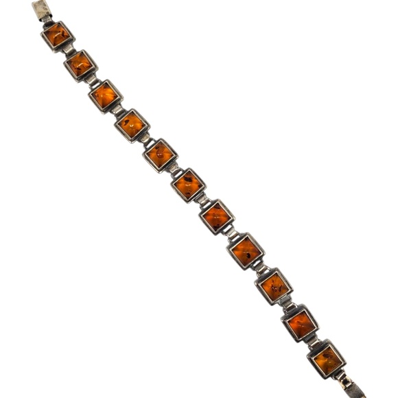 Sterling Silver Amber Station Bracelet #21102 - Picture 7 of 12